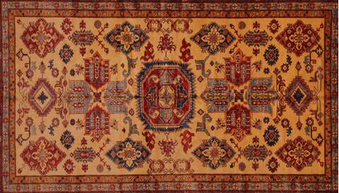 Kazak Yellow Hand Knotted 88 X 1211  Area Rug 400-16797 Image 1