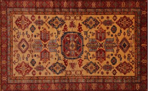 Kazak Yellow Hand Knotted 88 X 1211  Area Rug 400-16797 Image 2