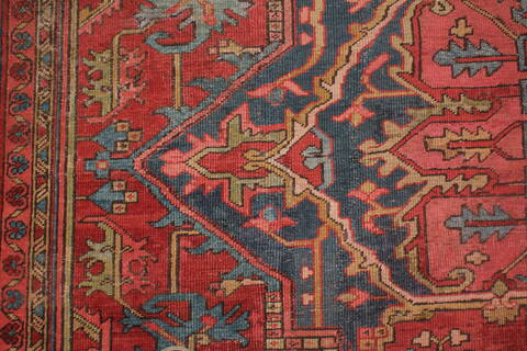 Heriz Red Hand Knotted 96 X 126  Area Rug 400-16808 Image 10