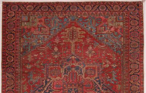 Heriz Red Hand Knotted 96 X 126  Area Rug 400-16808 Image 19