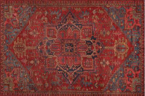 Heriz Red Hand Knotted 96 X 126  Area Rug 400-16808 Image 20