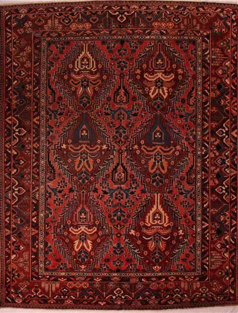 Bakhtiar Red Hand Knotted 98 X 124  Area Rug 400-16814 Image 0