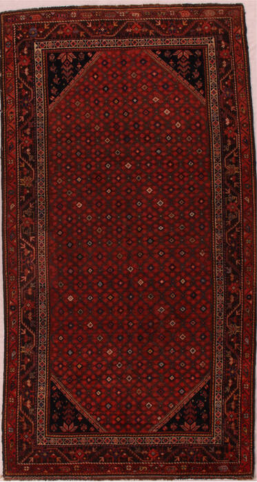 Hamedan Red Hand Knotted 411 X 94  Area Rug 400-16816 Image 0