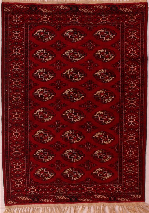 Bokhara Red Hand Knotted 43 X 60  Area Rug 400-16818 Image 0