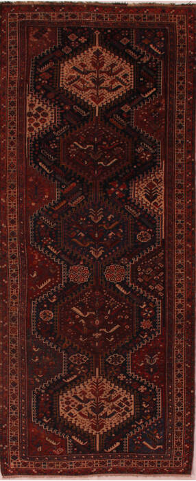 Qashqai Blue Runner Hand Knotted 36 X 810  Area Rug 400-16833 Image 0