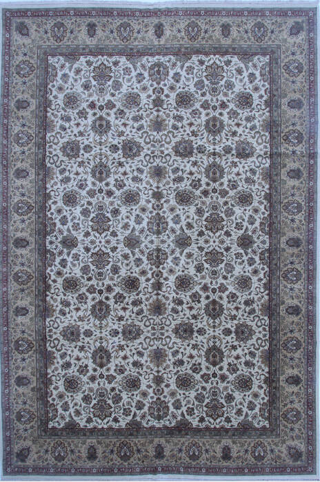 Tabriz White Hand Knotted 1111 X 1711  Area Rug 251-16886 Image 0
