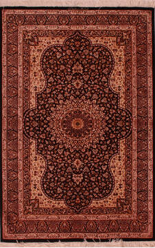 Persian Qum Black Rectangle 3x5 ft Silk Carpet 16891