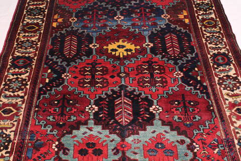 Bakhtiar Multicolor Runner Hand Knotted 51 X 96  Area Rug 400-16892 Image 4