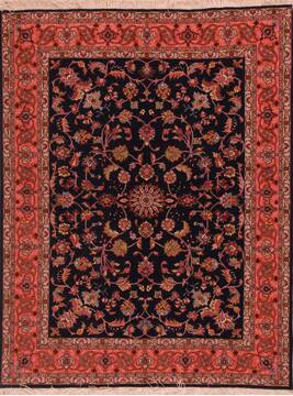 Persian Tabriz Blue Rectangle 5x7 ft Wool Carpet 16905
