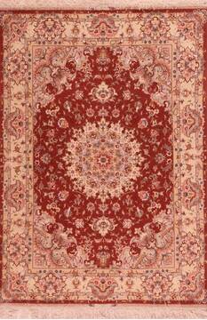 Persian Tabriz Beige Rectangle 5x7 ft Wool Carpet 16909