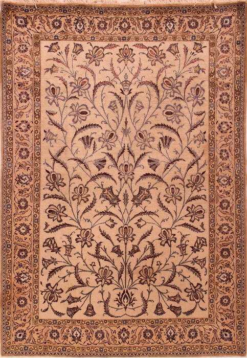 Qum White Hand Knotted 56 X 711  Area Rug 400-16911 Image 0