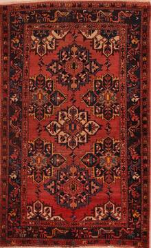 Persian Hamedan Red Rectangle 5x7 ft Wool Carpet 16915