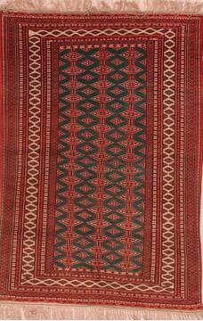 Persian Turkman Red Rectangle 5x7 ft Wool Carpet 16916