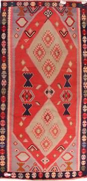 Kilim Red Hand Knotted 5'6" X 11'8"  Area Rug 400-16952
