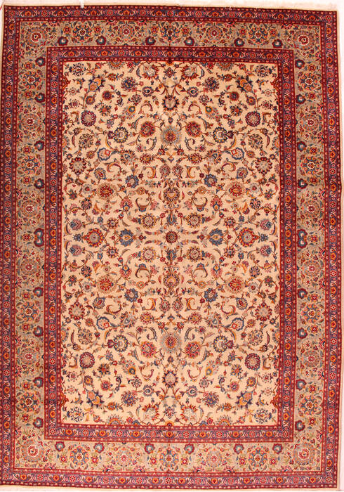 Kashan White Hand Knotted 90 X 1211  Area Rug 400-16954 Image 0