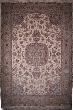 Persian Tabriz White Rectangle 7x10 ft Wool Carpet 16972
