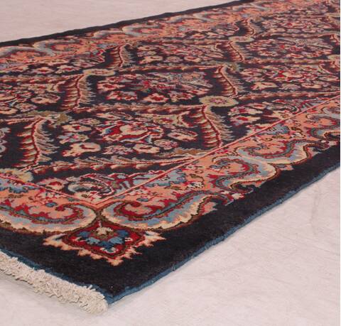 Tabriz Black Runner Hand Knotted 36 X 131  Area Rug 400-16985 Image 1