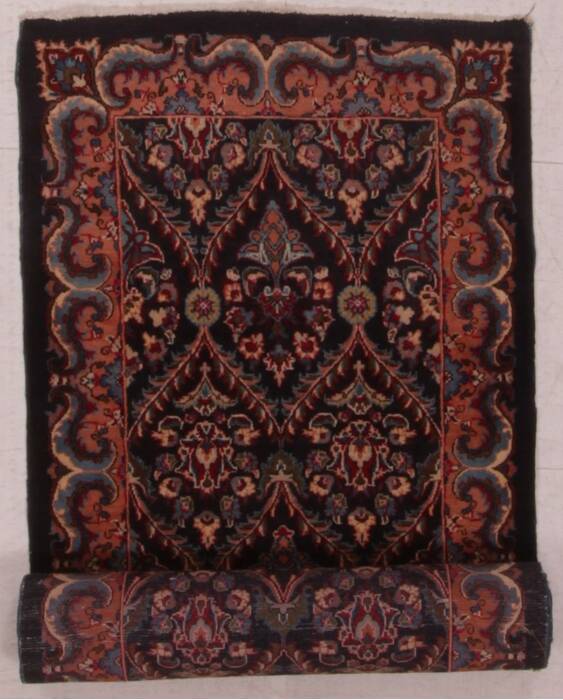 Tabriz Black Runner Hand Knotted 36 X 131  Area Rug 400-16985 Image 2