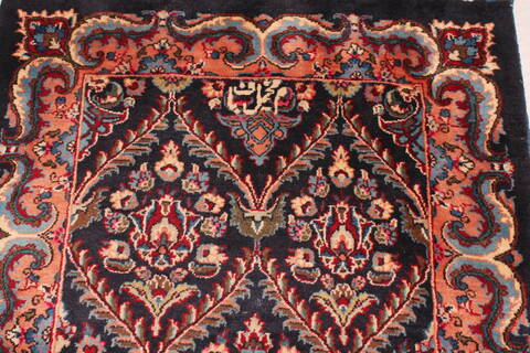 Tabriz Black Runner Hand Knotted 36 X 131  Area Rug 400-16985 Image 3