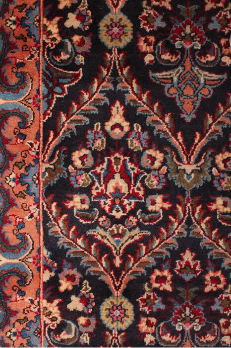 Tabriz Black Runner Hand Knotted 36 X 131  Area Rug 400-16985 Image 4