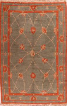 Tibetan Indo-Nepal Blue Rectangle 6x9 ft Wool Carpet 16987