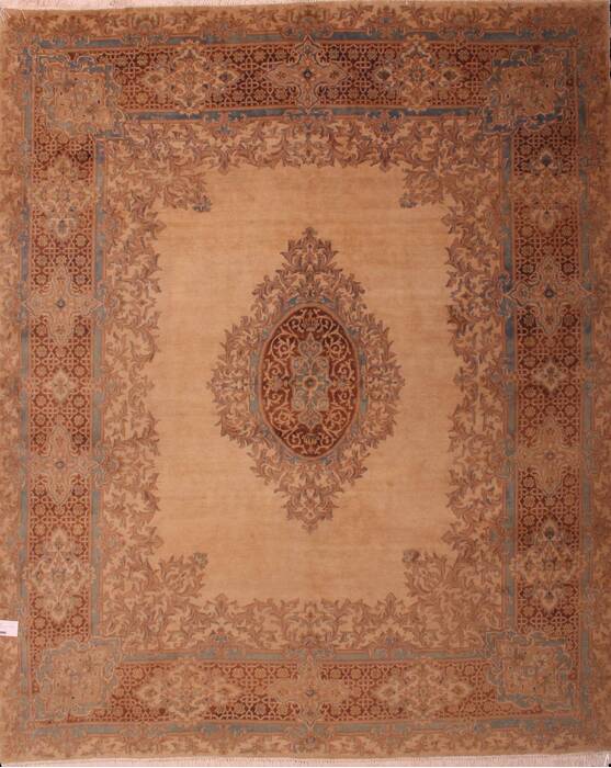 Kerman Brown Hand Knotted 79 X 99  Area Rug 400-16998 Image 9