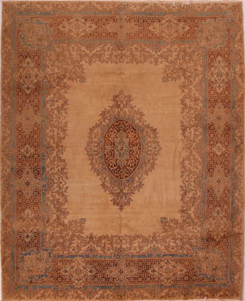 Kerman Brown Hand Knotted 79 X 99  Area Rug 400-16998 Image 0