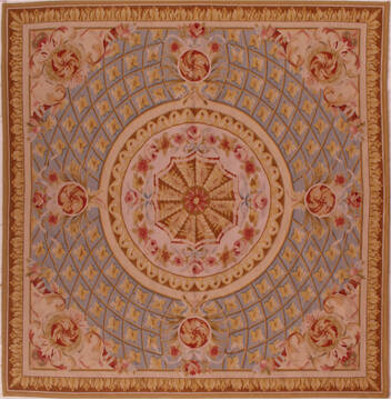 Elvan Brown Square Hand Knotted 6'3" X 6'5"  Area Rug 400-17000
