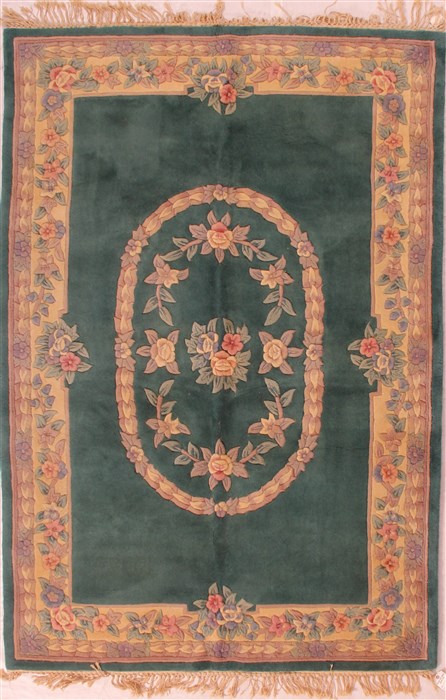 Mood Green Hand Knotted 53 X 78  Area Rug 400-17043 Image 0