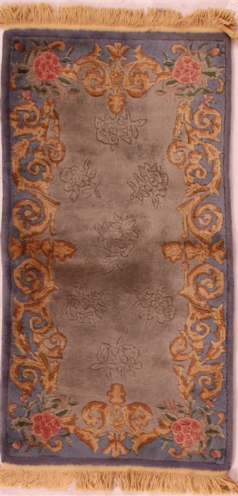 Modern Blue Hand Knotted 22 X 42  Area Rug 400-17048 Image 0