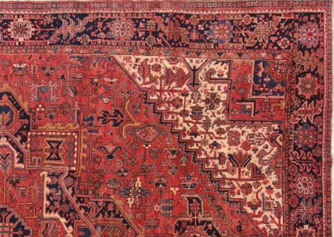 Heriz Red Hand Knotted 101 X 137  Area Rug 400-17072 Image 2