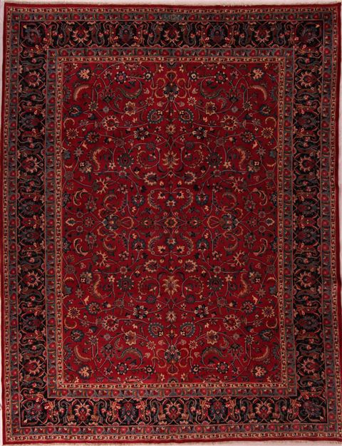 Mashad Red Hand Knotted 98 X 128  Area Rug 400-17073 Image 0
