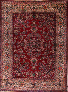 Yazd Red Hand Knotted 10'1" X 13'6"  Area Rug 400-17097