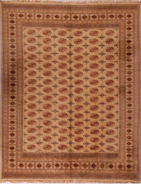 Pakistani Bokhara Beige Rectangle 9x12 ft Wool Carpet 17107