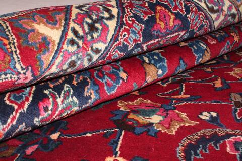Mashad Red Hand Knotted 910 X 137  Area Rug 400-17114 Image 19