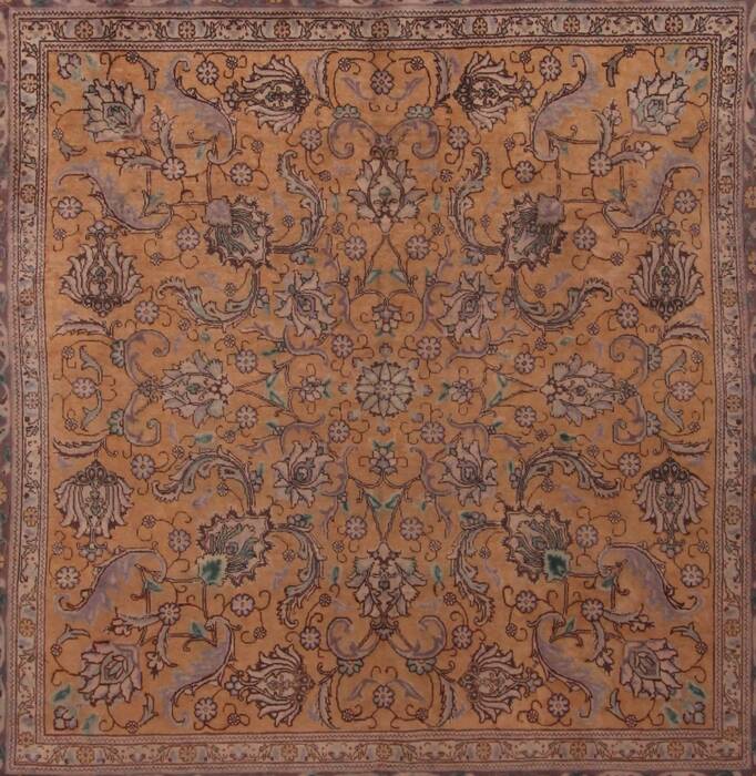 Tabriz Purple Square Hand Knotted 97 X 102  Area Rug 400-17119 Image 20