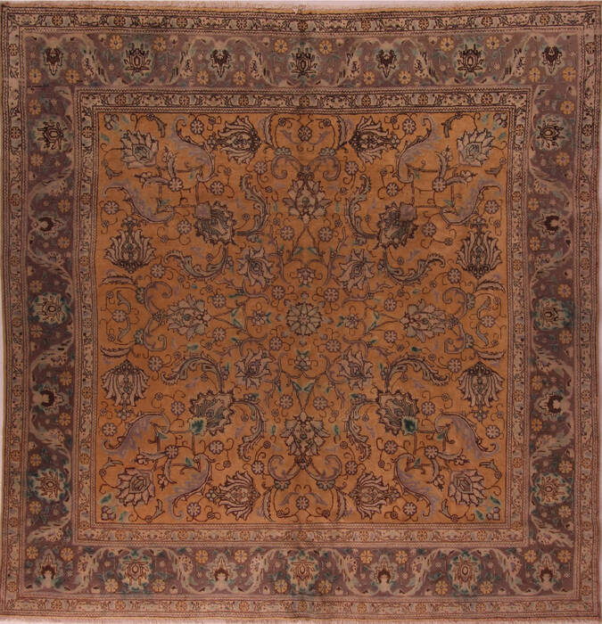 Tabriz Purple Square Hand Knotted 97 X 102  Area Rug 400-17119 Image 0