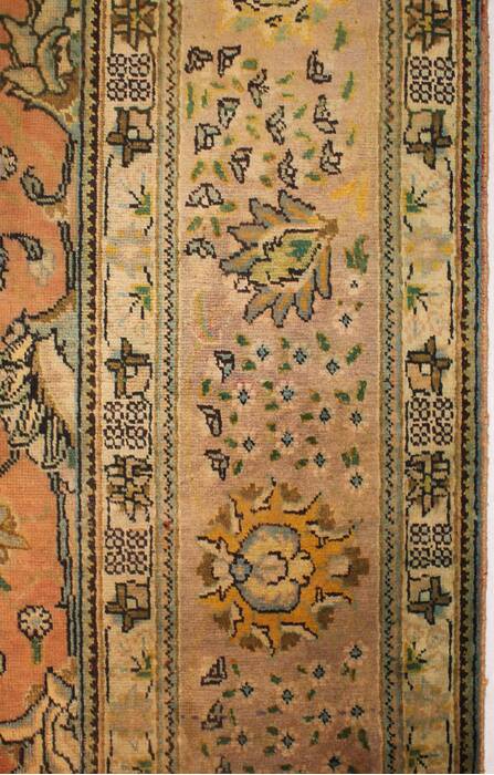 Tabriz Orange Square Hand Knotted 911 X 114  Area Rug 400-17126 Image 12
