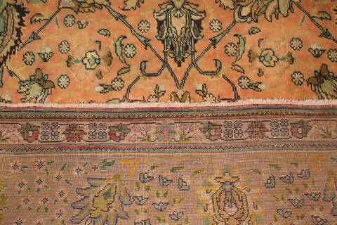 Tabriz Orange Square Hand Knotted 911 X 114  Area Rug 400-17126 Image 13