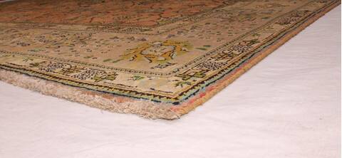 Tabriz Orange Square Hand Knotted 911 X 114  Area Rug 400-17126 Image 16