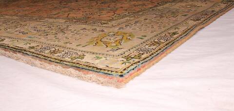 Tabriz Orange Square Hand Knotted 911 X 114  Area Rug 400-17126 Image 1