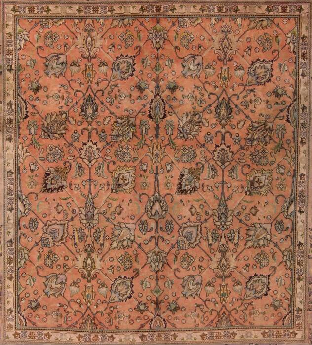Tabriz Orange Square Hand Knotted 911 X 114  Area Rug 400-17126 Image 20