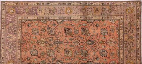 Tabriz Orange Square Hand Knotted 911 X 114  Area Rug 400-17126 Image 21