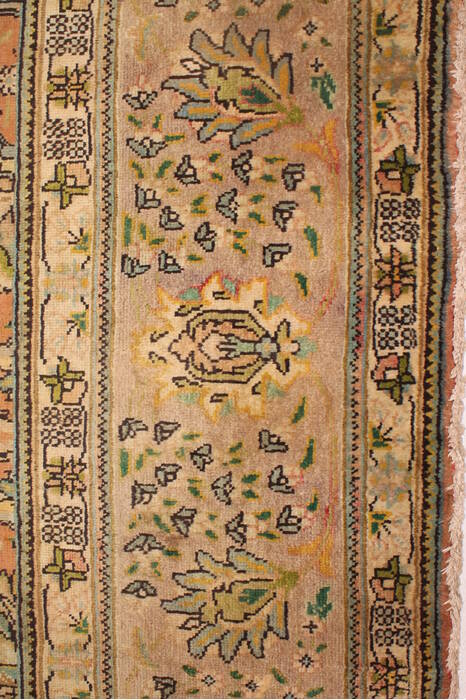 Tabriz Orange Square Hand Knotted 911 X 114  Area Rug 400-17126 Image 2