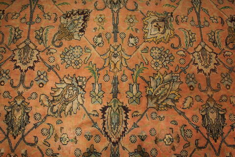 Tabriz Orange Square Hand Knotted 911 X 114  Area Rug 400-17126 Image 4