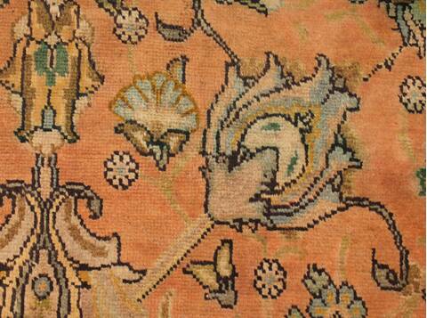 Tabriz Orange Square Hand Knotted 911 X 114  Area Rug 400-17126 Image 5