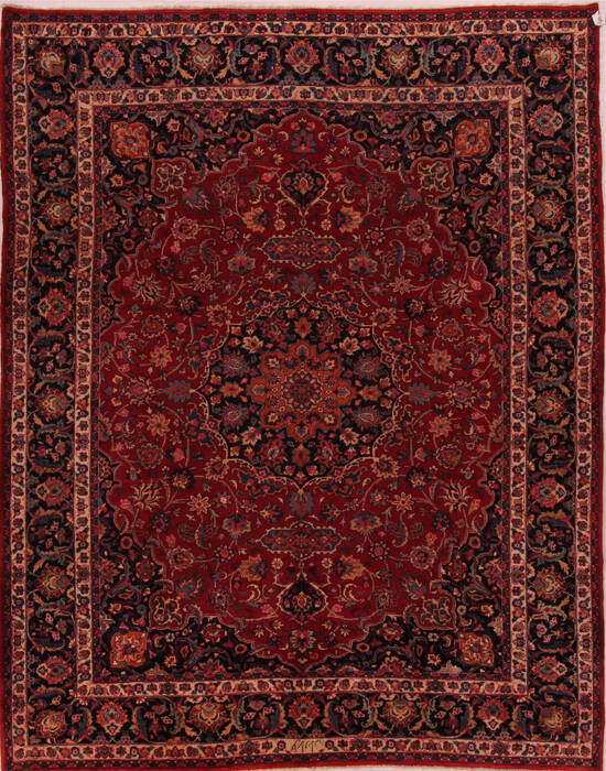 Mashad Red Hand Knotted 102 X 129  Area Rug 400-17138 Image 0