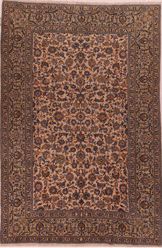 Persian Kashan White Rectangle 10x13 ft Wool Carpet 17139