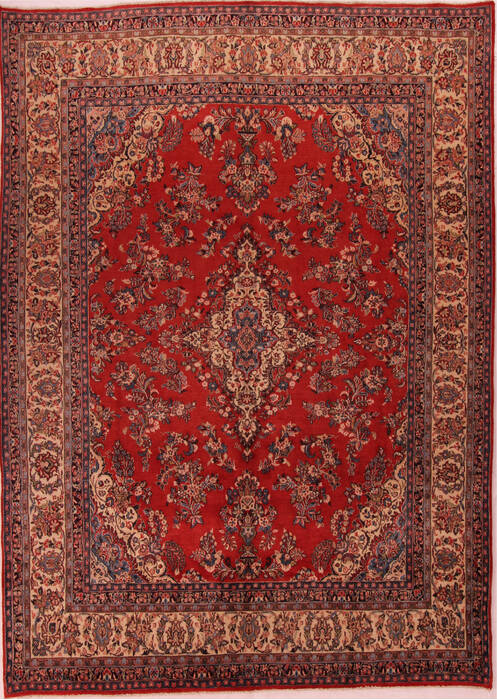 Hamedan Red Hand Knotted 94 X 127  Area Rug 400-17144 Image 0