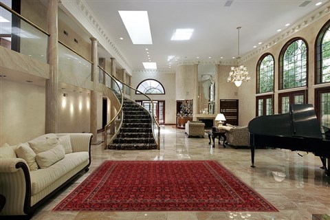 Modern Red Hand Knotted 101 X 130  Area Rug 400-17151 Image 1